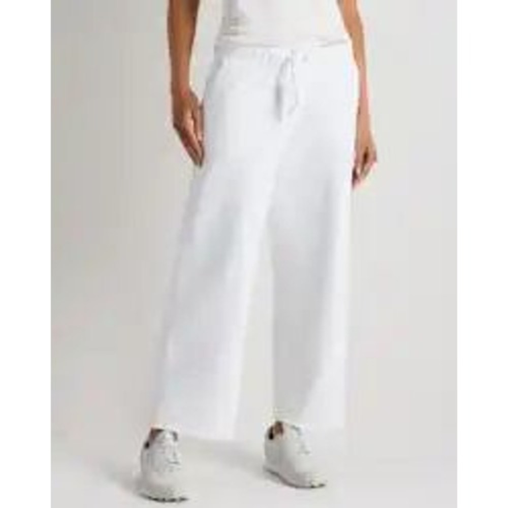 Quince Organic Cotton French Terry Cropped White Wide Leg Raw Hem XL Joggers